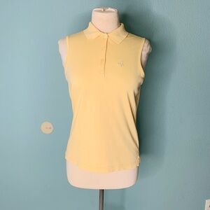 Gear For Sport Women Yellow Collared Athletic‎ Sleeveless Button Down Shirt Sz M